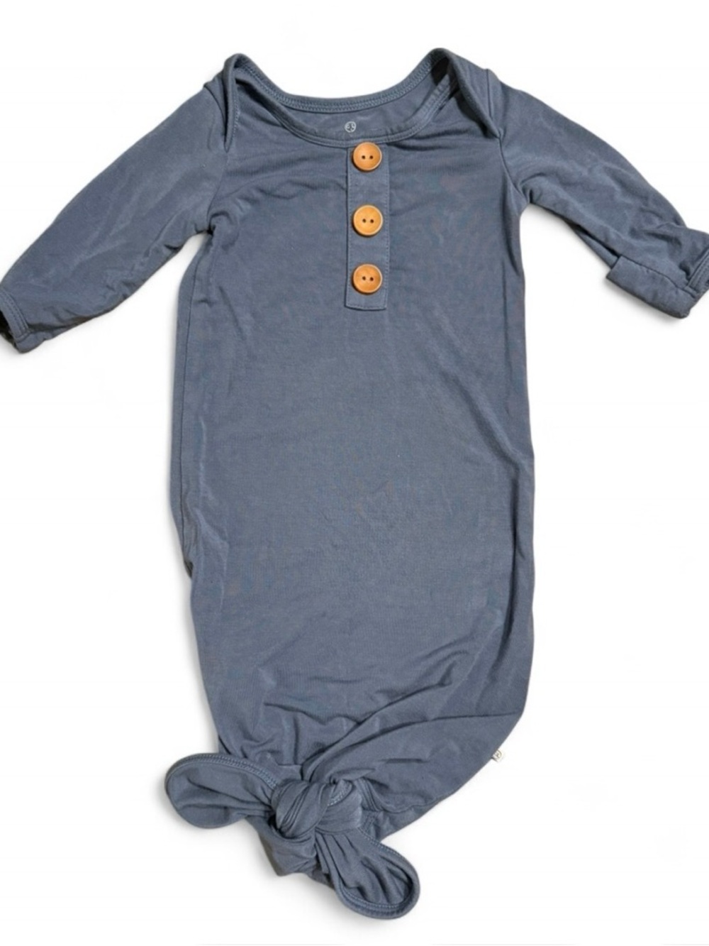 Caden Lane Newborn Bamboo Knot Gown Blue Button Baby Pajamas Sleep Sack